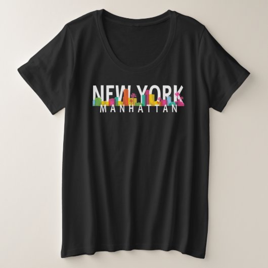 New York Manhattan skyline met palmen Grote Maat T-shirt (Design voorkant)