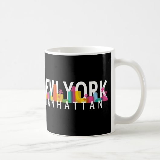 New York Manhattan skyline met palmen Koffiemok (Rechts)