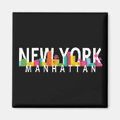 New York Manhattan skyline met palmen Magneet (Voorkant)