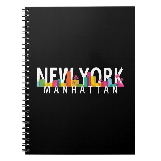New York Manhattan-skyline met palmen Notitieboek (Voorkant)