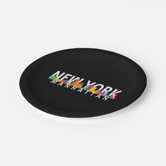 New York Manhattan skyline met palmen Papieren Bordje (Gekanteld)