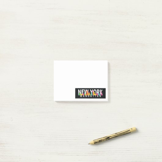 New York Manhattan skyline met palmen Post-it® Notes (Op bureau)