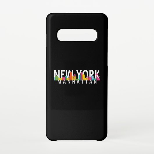 New York Manhattan skyline met palmen Samsung Galaxy Hoesje (Achterkant)
