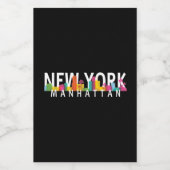 New York Manhattan skyline met palmen Voedselcontainer Etiket (Enkel label)