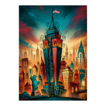New York Manhattan Whimsical Stadsgezicht