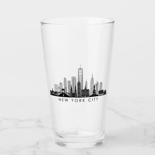 NEW YORK Manhatten USA City Skyline Silhouette Glas (Voorkant)