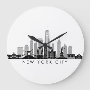 NEW YORK Manhatten USA City Skyline Silhouette Grote Klok