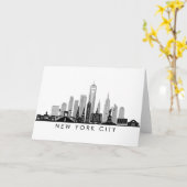 NEW YORK Manhatten USA City Skyline Silhouette Kaart (Gele Bloem)