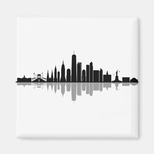 NEW YORK Manhatten USA City Skyline Silhouette Magneet (Voorkant)