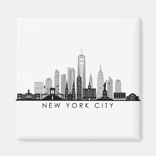 NEW YORK Manhatten USA City Skyline Silhouette Magneet (Voorkant)