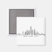 NEW YORK Manhatten USA City Skyline Silhouette Magneet (Voorkant / Achterkant)