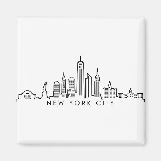 NEW YORK Manhatten USA City Skyline Silhouette Magneet (Voorkant)
