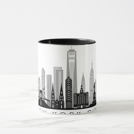 NEW YORK Manhatten USA City Skyline Silhouette Mok (Midden)