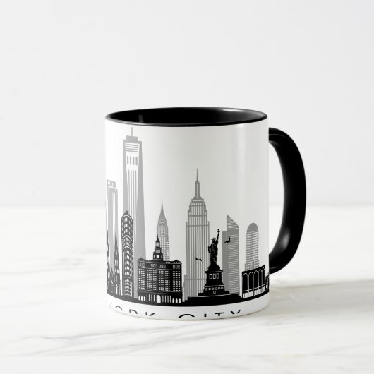 NEW YORK Manhatten USA City Skyline Silhouette Mok (Voorkant rechts)
