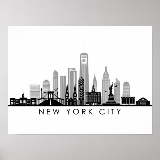NEW YORK Manhatten USA City Skyline Silhouette Poster (Voorkant)