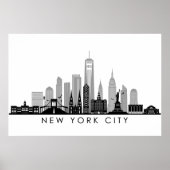 NEW YORK Manhatten USA City Skyline Silhouette Poster (Voorkant)