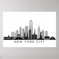 NEW YORK Manhatten USA City Skyline Silhouette