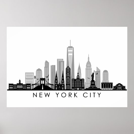 NEW YORK Manhatten USA City Skyline Silhouette Poster (Voorkant)