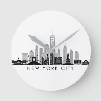 NEW YORK Manhatten USA City Skyline Silhouette Ronde Klok