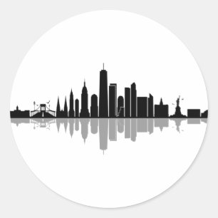 NEW YORK Manhatten USA City Skyline Silhouette Ronde Sticker