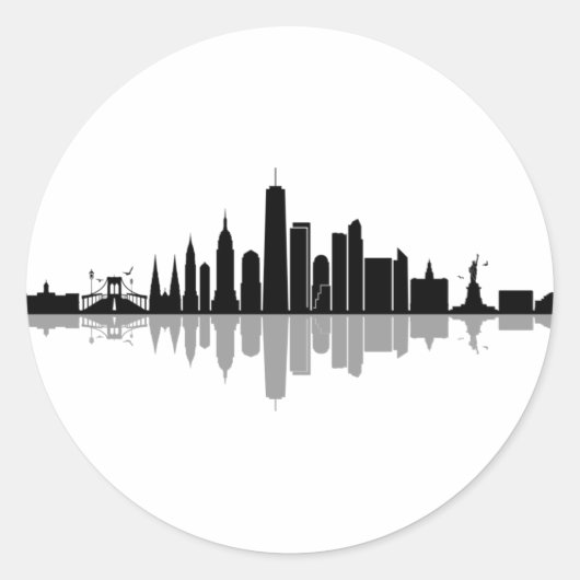 NEW YORK Manhatten USA City Skyline Silhouette Ronde Sticker (Voorkant)