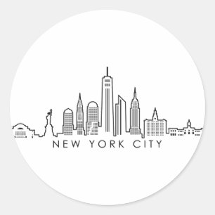NEW YORK Manhatten USA City Skyline Silhouette Ronde Sticker