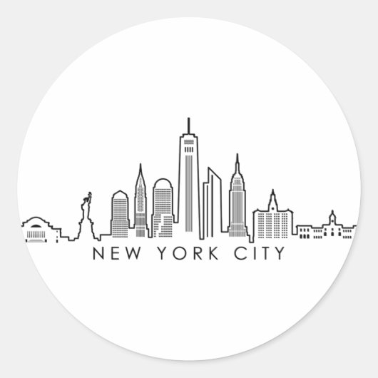NEW YORK Manhatten USA City Skyline Silhouette Ronde Sticker (Voorkant)