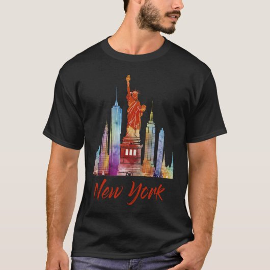 New York Mannen T-shirt - zwart (Voorkant)