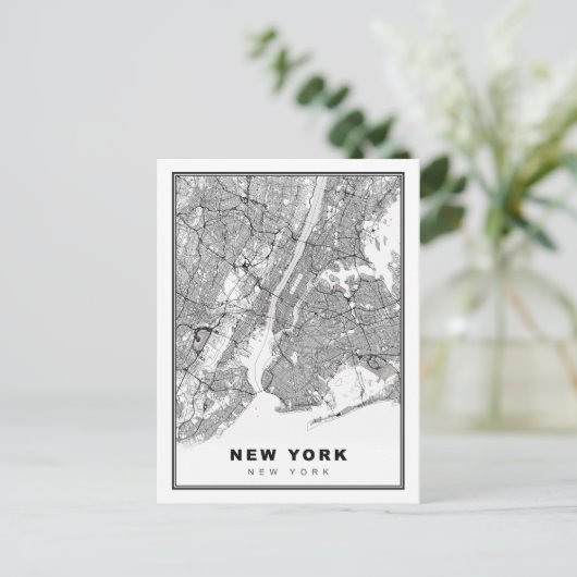 New York Map Briefkaart (Staand voorkant)