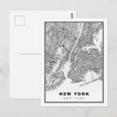 New York Map Briefkaart (Voorkant / Achterkant)