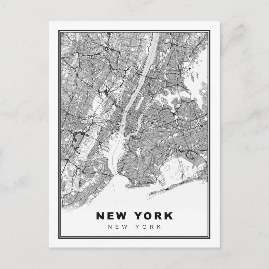 New York Map Briefkaart (Voorkant)