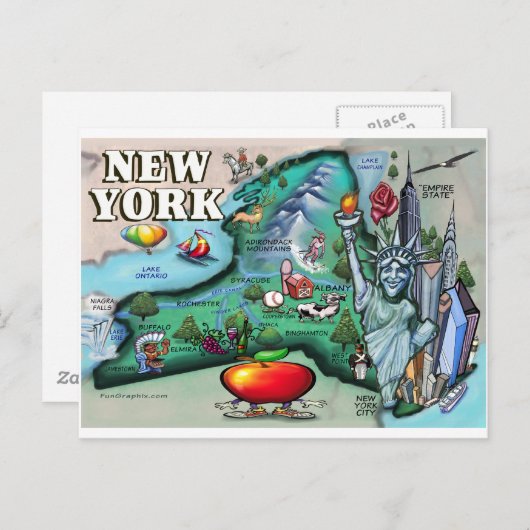New York Map Briefkaart (Voorkant / Achterkant)