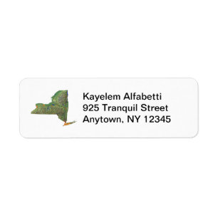New York Map Retour Adres Label