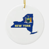 New York Map Shaped New Yorker State Flag Keramisch Ornament (Voorkant)