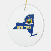 New York Map Shaped New Yorker State Flag Keramisch Ornament (Links)