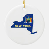 New York Map Shaped New Yorker State Flag Keramisch Ornament (Achterkant)