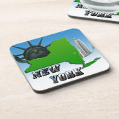 New York Map, Vrijheidsbeeld, Monument Drankjes Onderzetter (Linkerzijde)