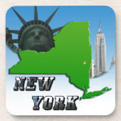 New York Map, Vrijheidsbeeld, Monument Drankjes Onderzetter (Voorkant)