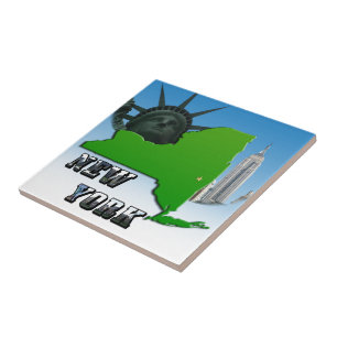 New York Map, Vrijheidsbeeld, Monument Tegeltje