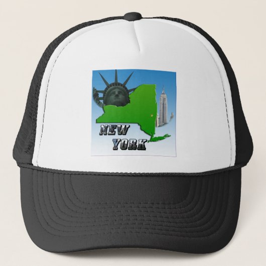New York Map, Vrijheidsbeeld, Monument Trucker Pet (Voorkant)