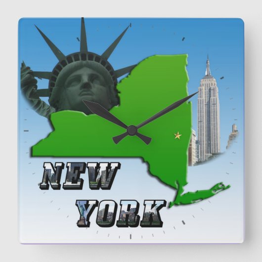 New York Map, Vrijheidsbeeld, Monument Vierkante Klok (Voorkant)