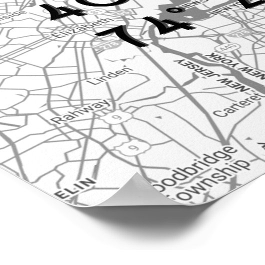 New York Map zwart wit en grijs gepersonaliseerd Poster (Hoek)