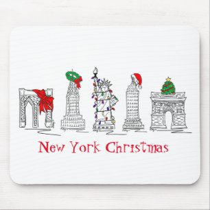 New York Merry Kerstmis NYC Holiday Landmarks Muismat