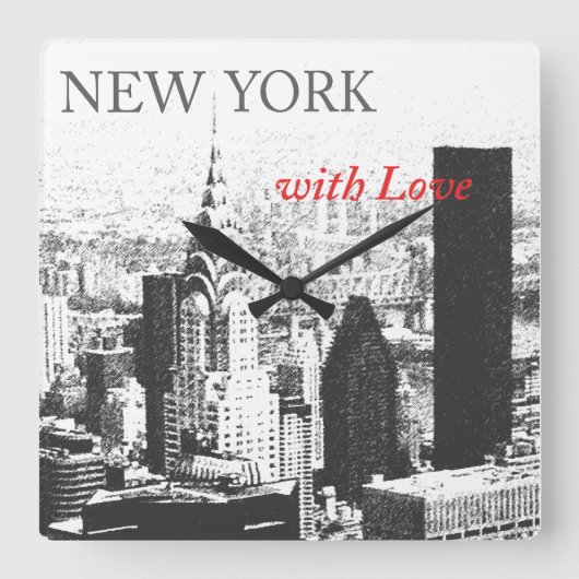 New York met liefde Vierkante Klok (Voorkant)