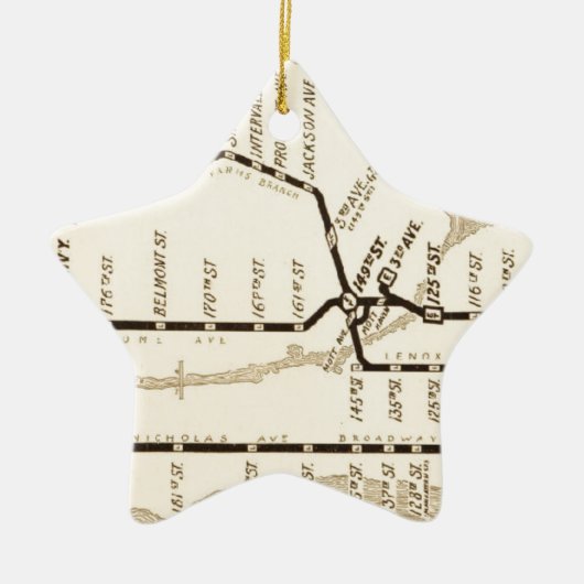 New York-metrokaart Keramisch Ornament (Voorkant)