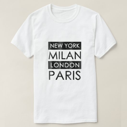 New York Milan London Paris T-shirt (Design voorkant)