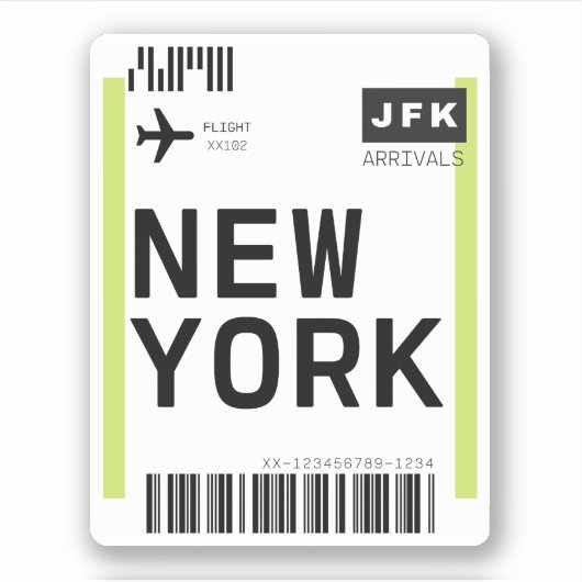 New York Mini Boarding Pass Sticker (Voorkant)