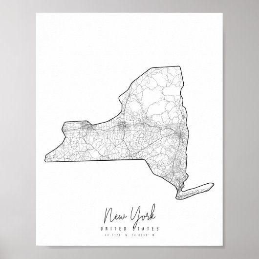 New York Minimal Street Map Poster (Voorkant)