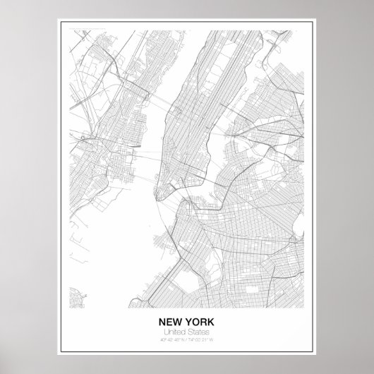 New York Minimalist Map Poster (Voorkant)