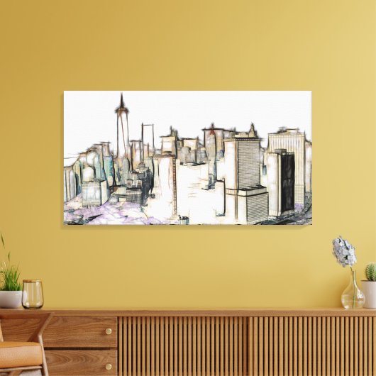 New York Mixed Media Art Canvas Afdruk (Insitu (Woonkamer))